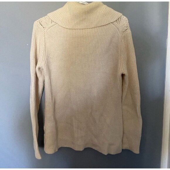 Liz Claiborne White Knit Turtleneck Sweater M Classic Winter Soft Warm - Picture 5 of 6